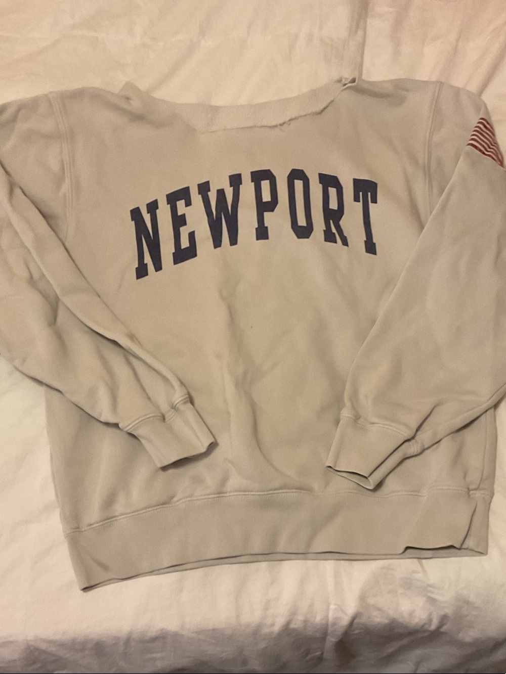 Brandy Melville Newport Cream Crewneck with Navy Lettering